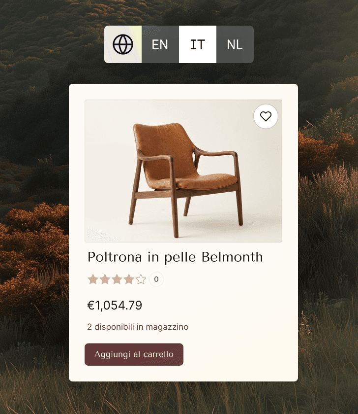 Poltrona in pelle Belmonth brun läderfåtölj med träram.
